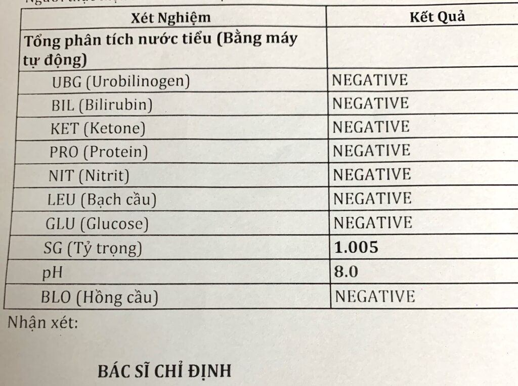 Bảng kết quả xét nghiệm nước tiểu mẹ bầu sẽ nhận được